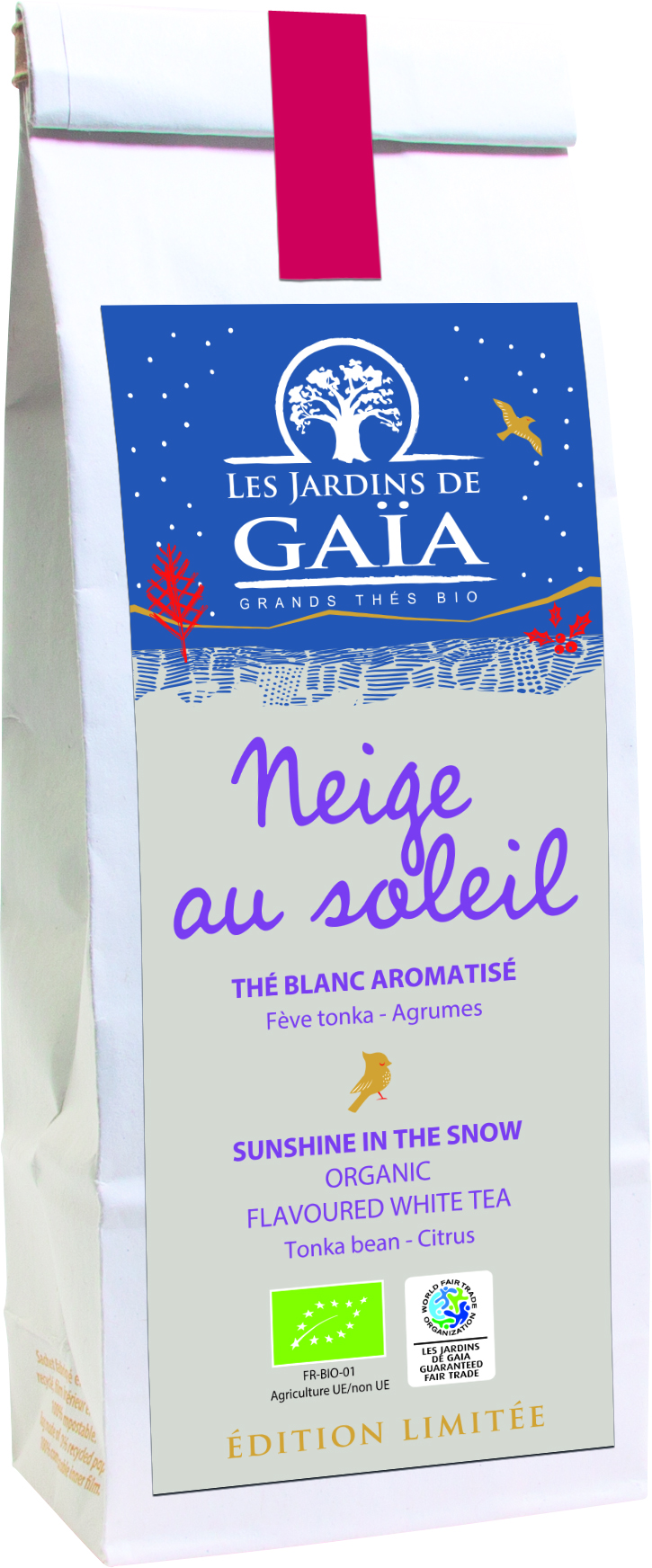 Les Jardins de Gaïa Luomu Sunshine in the snow valkoinen irtotee 50g OUTLET