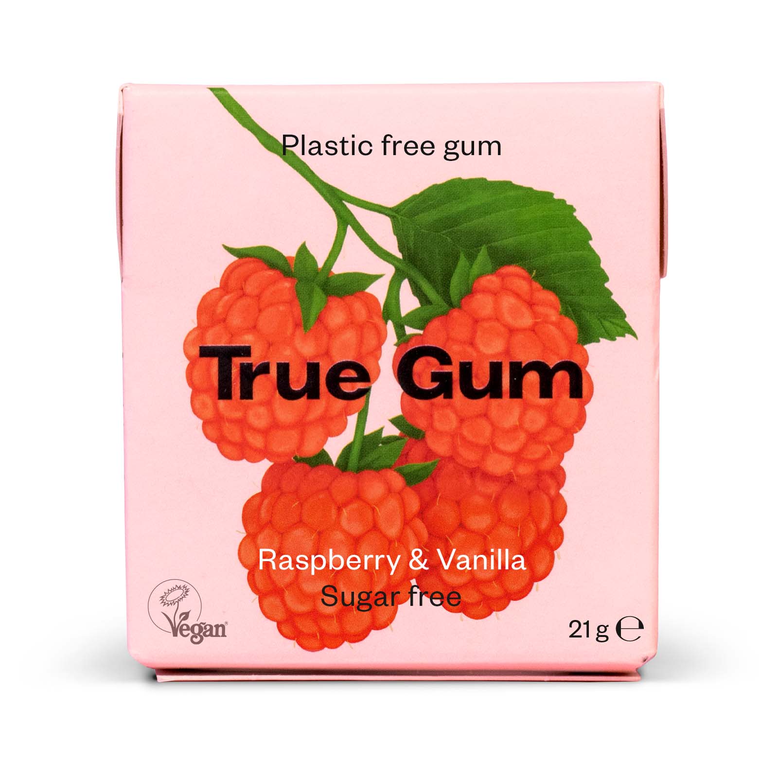 True Gum Vadelma-Vanilja luonnollinen ksylitolipurukumi 21g 