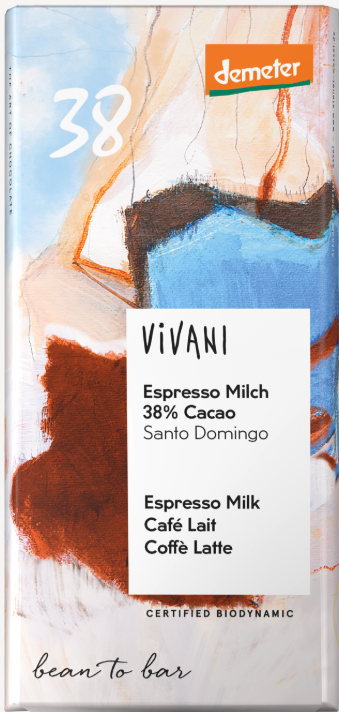 Vivani Demeter Espresso maitosuklaa 38% 90g Vivani Demeter Espresso maitosuklaa 38% 90g