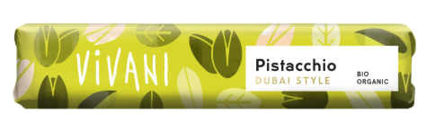 Vivani Dubai Style Pistaasi suklaapatukka 40g Vivani Dubai Style Pistaasi suklaapatukka 40g